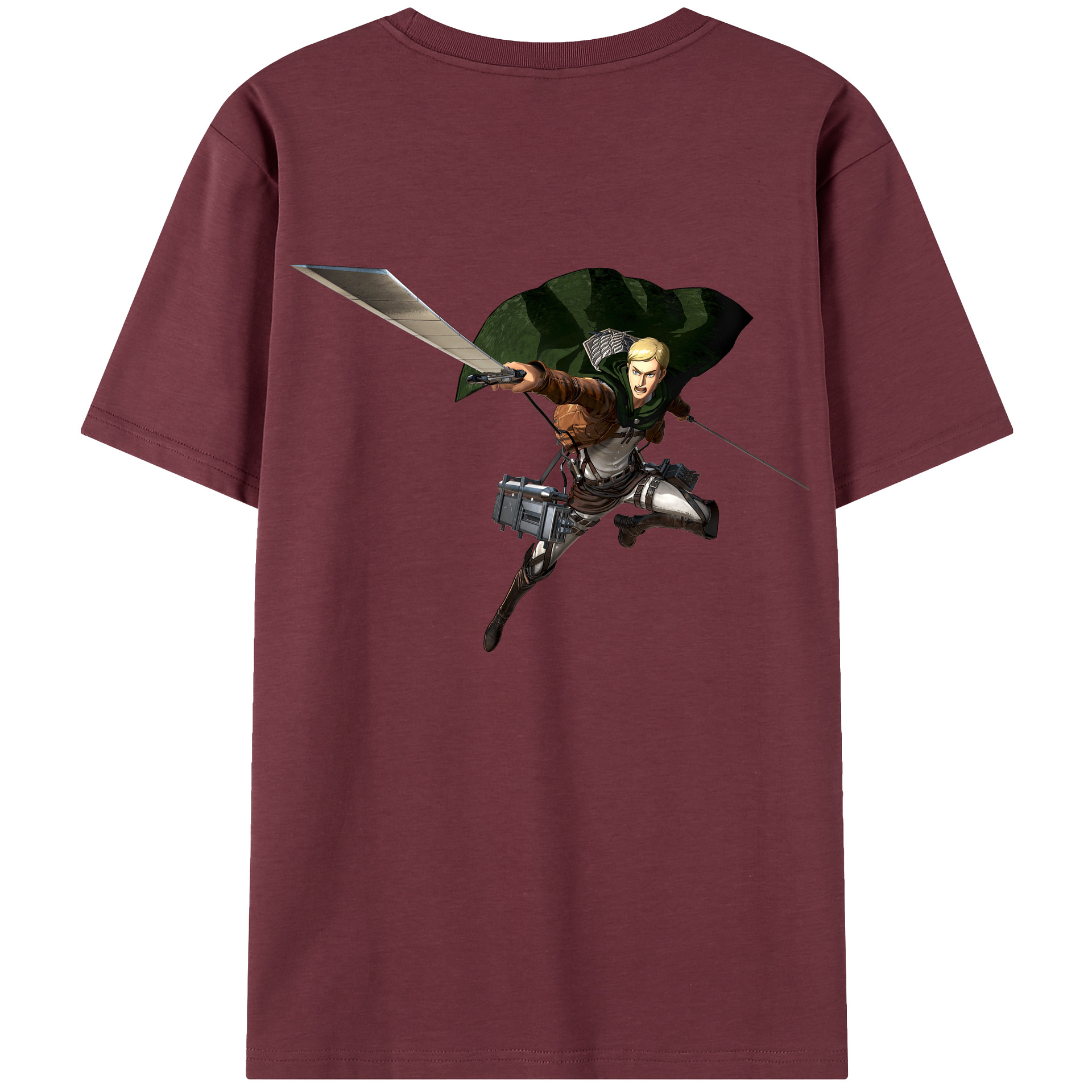 （画像用） 進撃の巨人 エルヴィン・スミス Attack on Titan Erwin Smith 綿100％半袖Tシャツ（背面プリント）